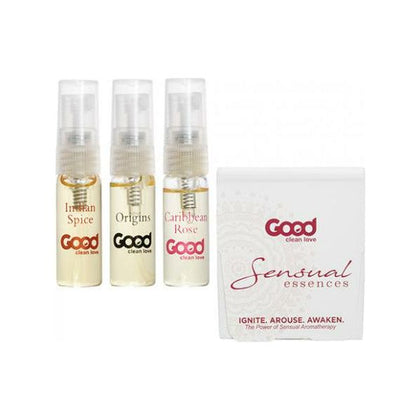 Good Clean Love Sensual Essences Kit - The Ultimate Arousal Experience: Origins Oil, Caribbean Rose Oil, and Indian Spice Oil