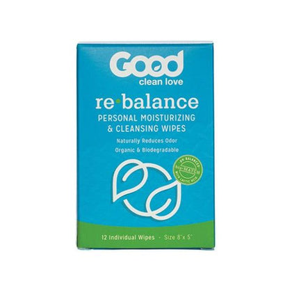 Good Clean Love Rebalance pH Balancing Adult Wipes Box of 12 - Aloe-infused, Biodegradable Feminine Hygiene Wipes for Post-Workout, Intimate Moments, and Everyday Cleansing