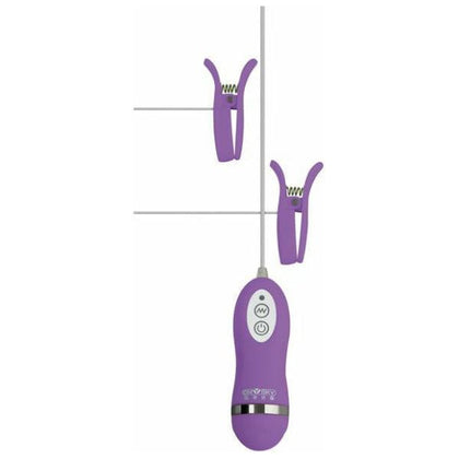 GigaLuv Vibro Clamps - 10 Function Purple Vibrating Nipple Clamps for Enhanced Pleasure - Model GLVC-10P