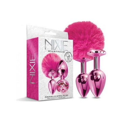 Seductive Pleasures: Nixie Metal Butt Plug Set - Model NP-200 - Unisex - Anal Pleasure - Pink Metallic
