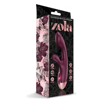 Zola Rechargeable Silicone Dual Massager - Model ZRSDM-001 - Burgundy-Rose Gold - For Intense Pleasure and Sensual Stimulation
