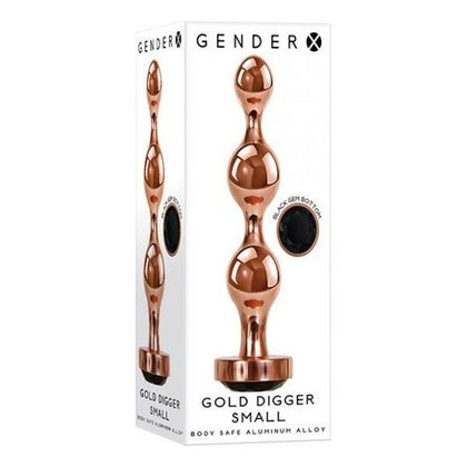 Gender X Gold Digger Small - Rose Gold-Black Metal Anal Plug with Sparkling Gem Base