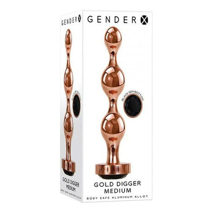 Gender X Gold Digger Medium Metal Plug - Model XGDM-001 - Unisex Anal Pleasure - Rose Gold-Black