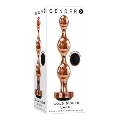 Gender X Gold Digger Large Rose Gold-Black Metal Plug - Model GX-5001 - Unisex Anal Pleasure Toy