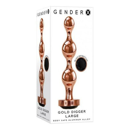 Gender X Gold Digger Large Rose Gold-Black Metal Plug - Model GX-5001 - Unisex Anal Pleasure Toy - Adult Naughty Store