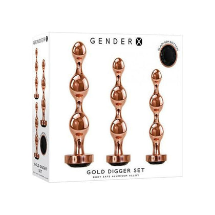 Gender X Metal Plug Set - Model X3 - Rose Gold-Black - Unisex Anal Pleasure Toys