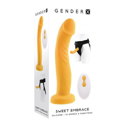 Gender X Sweet Embrace Dual Motor Strap On Vibe W-harness - Yellow - Adult Naughty Store