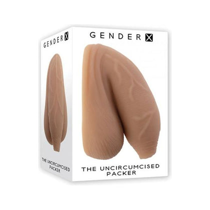 Introducing the Gender X Uncircumcised Packer - Medium Realistic Silicone Penis with Veins and Wrinkles for Gender-Neutral Enjoyment in Natural Skin Tone