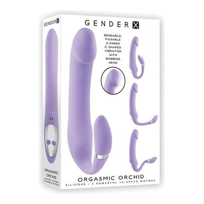 Introducing the Orchid Pleasure Co. Gender X Orgasmic Orchid Posable Vibrator - Model X10 - Purple: The Ultimate Pleasure Device for All Genders and Mind-Blowing Stimulation - Adult Naughty Store