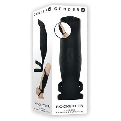 Gender X Rocketeer Vibrating Triple Ring Cock Sheath - Model GX-9000 - Black - Adult Naughty Store