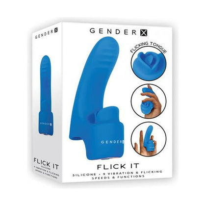 Introducing the Gender X Flick It - Blue: Sensual Tongue-Flicking Finger Vibe for Intense Pleasure - Adult Naughty Store