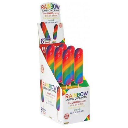 Introducing the PleasureLand Deluxe Jumbo Rainbow Cock Pops - Display of 6
