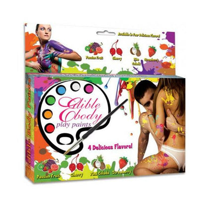 Hott Products Edible Body Play Paints - Sensual Intimate Fun Kit, Model X123, for Couples, Explore Pleasure with Passionate Flavors - Passion Fruit, Cherry, Pina Colada, Strawberry, Non-Stain - Adult Naughty Store