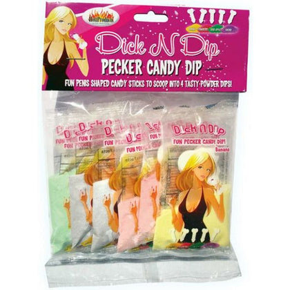 Hott Products Dick N Dip Assorted Flavors Pack Of 8 - Pecker Shaped Powder Dip for Erotic Taste Sensations - Model DNDA-8 - Unisex Pleasure - Strawberry, Sour Apple, Cherry, Banana - Fun and Flavorful Adult Treats