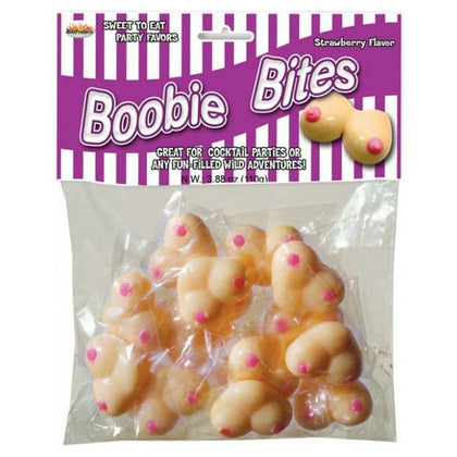 Hott Products Boobie Bites Strawberry Edible Party Favors for Adults - Sensual Strawberry Flavor - 3.88 oz Bag with 16 Pieces