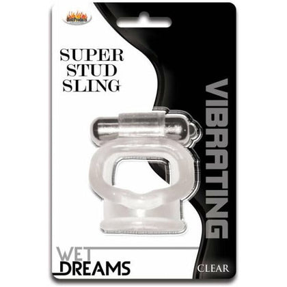 Wet Dreams Super Stud Sling Clear Vibrating Cock Ring - Model SS-001 - Male - Enhanced Pleasure - Clear