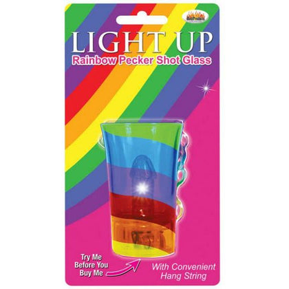 Hott Products Rainbow Light Up Pecker Shot Glass - Vibrant Rainbow Striped Party Glass for Wild Party Fun - Model RLSG-001 - Unisex - Pleasure for Any Area - Multi-Colored