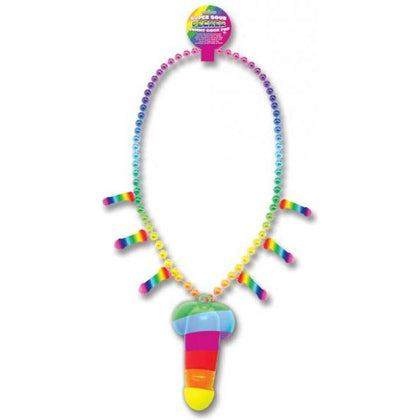 Hott Products Rainbow Pecker Party Whistle Necklace - Vibrant Multi-Colored Beads and Stripes for Unforgettable Fun