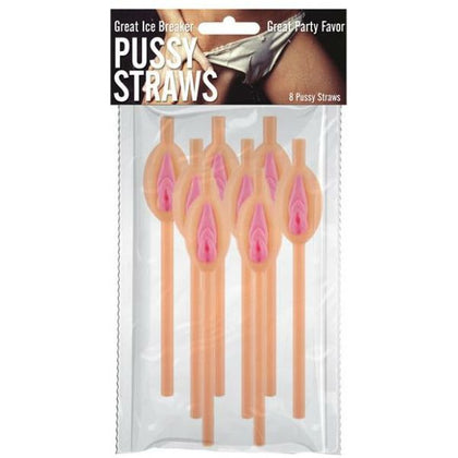 Hott Products Pussy Straws - Pink Beige Pack of 8 - Fun Party Accessories for Adults