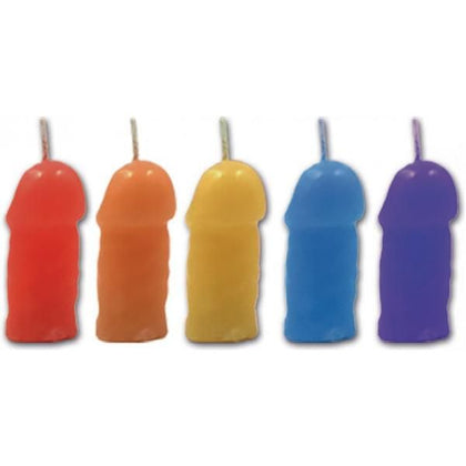 Hott Products Rainbow Pecker Party Candles - Pack of 5 Assorted Colors, 2.5 Inches, Jasmine Scented