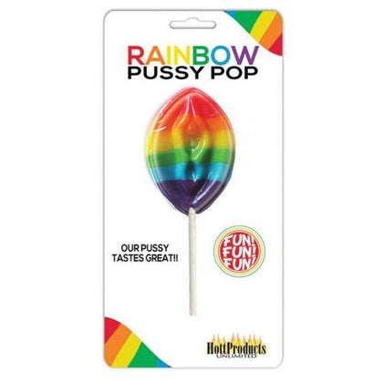 Hott Products Rainbow Pussy Pop Carded - Fruit Flavored Rainbow Color Lollipop Vibrator for Women - Model: RP-001 - Clitoral Stimulation - Multicolored