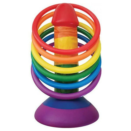 Rainbow Pecker Party Ring Toss Game - Fun and Flirty Adult Party Game for All Genders - Model RPT-6R - Enhance Your Party with Playful Ring Toss Action in Vibrant Colors! - Adult Naughty Store