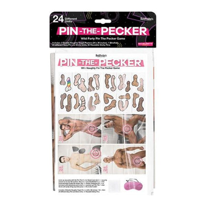 NaughtyNights Pin The Pecker Party Game - Double Naughty Target Posters, Blindfold, 24 Sexy Pre-cut Dicks, 40 Sticky Pins - Adult Couples' Fun and Laughter - Gender-Neutral - Pleasure Game -  - Adult Naughty Store