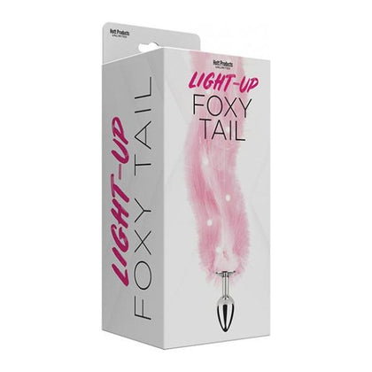 Illuminate your Intimate Nights with the Foxy Tail Light Up Faux Fur Butt Plug - Pink - Adult Naughty Store