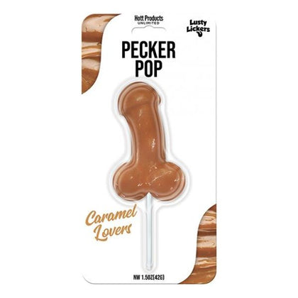 Lusty Lickers Caramel Lovers Penis Pop - Pecker-Shaped Caramel Flavored Candy on a Stick - Perfect for Male Pleasure - Brown - Adult Naughty Store