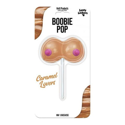 Lusty Lickers Boobie Pop - Caramel Lovers: Adult Novelty Boobie-Shaped Caramel Flavored Candy on a Stick for Adults, Oral Pleasure, in a Sweet Caramel Hue - Adult Naughty Store