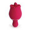 Introducing the SensationX Sylvia Tongue Licking Rose Vibrator - Model ST-9001 - Red - Adult Naughty Store