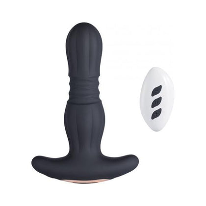 Agas Thrusting Butt Plug with Remote Control - Model AG-600 - Unisex Anal Pleasure - Black