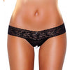 Hustler Lingerie Crotchless Panties Thong Pearl Beads Black M-L - Adult Naughty Store