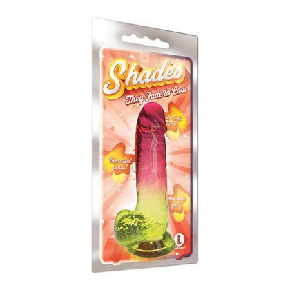 Shades Jelly TPR Gradient Dong Large - Pink-Yellow: Sensational Pleasure Jewel for Ultimate Gratification - Adult Naughty Store