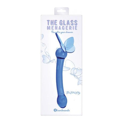 Icon Glass Menagerie Butterfly Glass G Spot Dildo - Dark Blue: The Ultimate Pleasure Companion for Intimate Delights - Adult Naughty Store