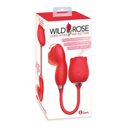 Icon's Wild Rose Suction & Come Hither Vibrator WR-CH-001 - Red - For G-Spot and Clitoral Stimulation