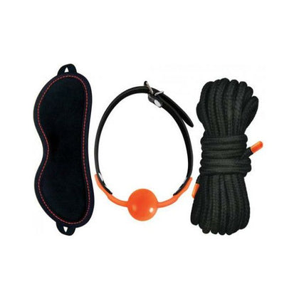 The Nines Orange Is The New Black Kit #2 - Sensory Deprivation BDSM Set for All Genders - Blindfold, Ball Gag, and Rope - Enhance Intimacy and Explore New Pleasures - Orange