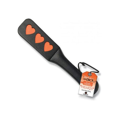 9's Leather Slap Paddle - Hearts | Handmade BDSM Impact Toy | Model X123 | Unisex | Sensual Spanking for Intimate Pleasure | Vibrant Orange