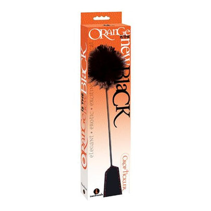 9's Leatherette Riding Crop & Feather Tickler - The Ultimate Pleasure Tool for Sensual Domination and Submissive Play - Orange