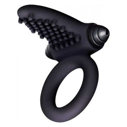 The Nines FlexiFit Silicone Vibrating Bullet Ring Tongue Pleasure Toy - Model NRB-001 - Black - Adult Naughty Store