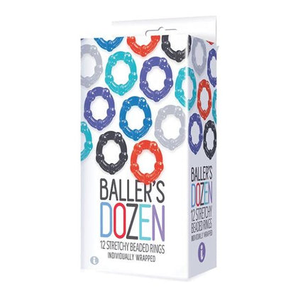 9's Baller's Dozen Beaded 12pc Cockring Set - Assorted Colors: A Premium Collection for Enhanced Pleasure and Performance