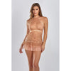 Amber Halter Lace Babydoll W/tiered Pleated Mesh Skirt Hem & G-string Brown Sm - Adult Naughty Store