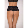 iCollection Lace Pearl Boyshorts with Satin Bow Accents - Black S/M (Model: LS-123) - Adult Naughty Store