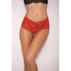 iCollection Lace and Pearl Boyshorts with Satin Bow Accents - Red, L-XL (Model: LPB-R-LXL)