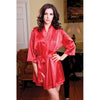 iCollection Lingerie Satin 3/4 Sleeve Robe with Matching Sash - Model RSR-LXL - Women's Red Satin Lingerie - Size L-XL - Adult Naughty Store