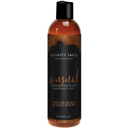 Intimate Earth Sensual Massage Oil 4oz - Cocoa Bean and Goji Berry - Organic Aloe Infused - Enhance Intimacy and Explore Sensuality - Unleash Inhibitions - Alluring Blend for Couples - 4 fl.  - Adult Naughty Store