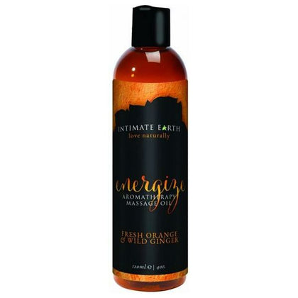 Intimate Organics Energize Massage Oil 4oz - Fresh Orange and Wild Ginger - Sensual Aloe-Based Blend for Intimate Pleasure - Adult Naughty Store