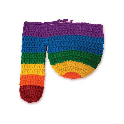 Introducing the Pleasure Pro Rainbow Willy Warmer - Model 2021: The Ultimate Adult Gag for Cozy Comfort and Playful Style