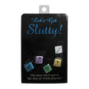 Introducing the Sensual Pleasures Collection: Let's Get Slutty Dice - The Ultimate Metallic Foreplay Game for Couples and Friends - Adult Naughty Store