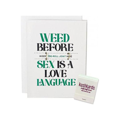 🌿💌 Weed Sex Lang Greeting Card With Matchbook - The Herb-Infused Love Language Card - Unisex - Green 💌🌿